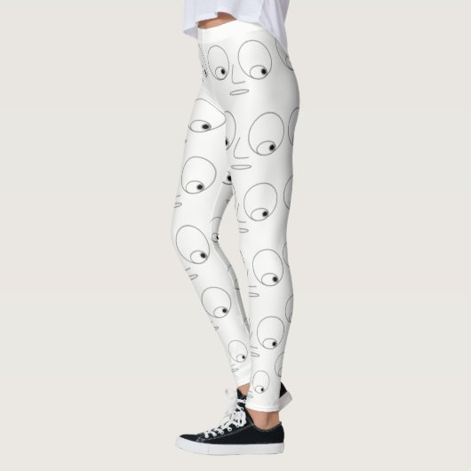 Unique Motif à visage drôle Leggings blancs (Gauche)