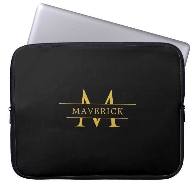 Unique Name Laptop Cover Featuring Modern Monogram Sleeve (Voorkant)