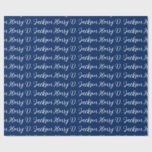 Unique Navy Blue Classical Handwriting Plain Cadeaupapier (Vlak)