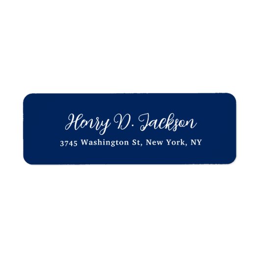 Unique Navy Blue Classical Handwriting Plain Etiket (Voorkant)