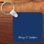 Unique Navy Blue Classical Handwriting Plain Sleutelhanger (Voorkant)