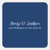 Unique Navy Blue Classical Handwriting Plain Vierkante Sticker (Voorkant)