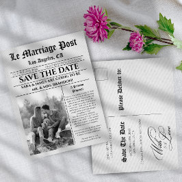 Unique  Newspaper wedding Announcement Postcard Aankondigingskaart
