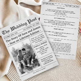 Unique Newspaper Wedding Invitation Details Photo Kaart