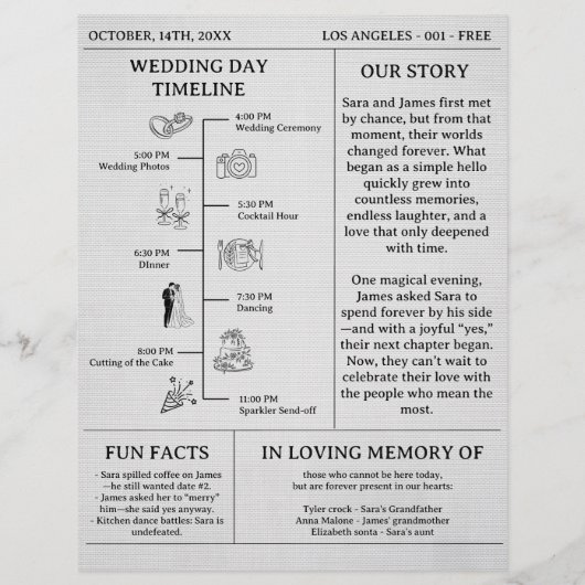 Unique Newspaper Wedding Programs Flyer (Achterkant)