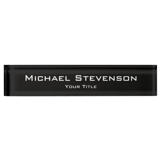 Unique Noir Blanc Élégant Moderne Bureau Plaque si (Devant)