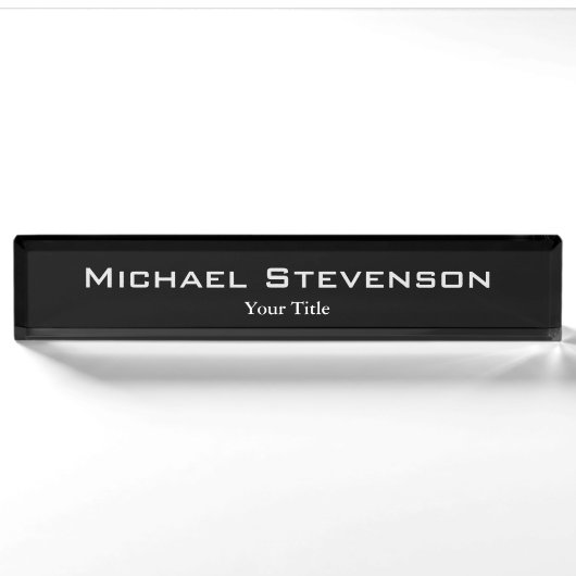 Unique Noir Gris Élégant Moderne Bureau Plaque sig (Devant)