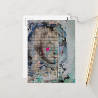 Unique person mixed media Collage pink star Briefkaart