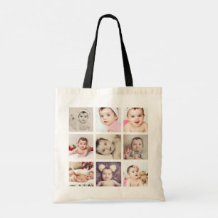 Unique Personalized 9 Photo 2 sided Tote Bag