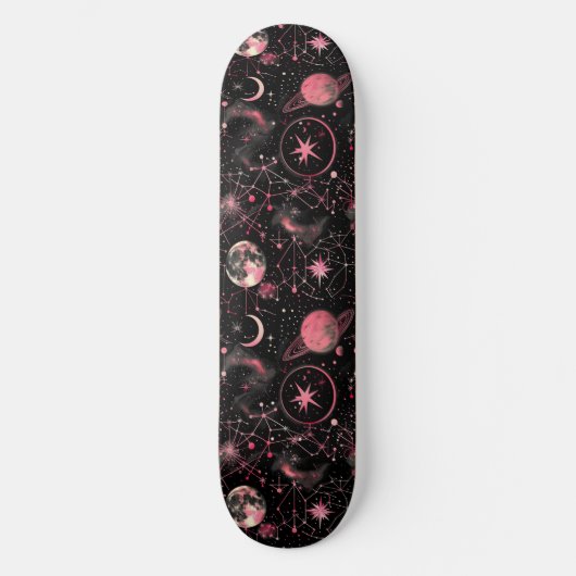 Unique Pink Astrology Design Skateboard (Recto)