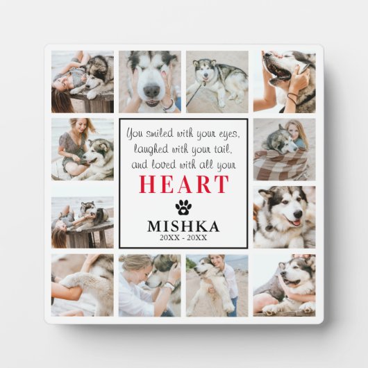 Unique Plaque Personnalisée 12 Photos Perte d'Anim (Devant)
