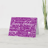Unique Purple Modern Whimsical Christmas Script Feestdagen Kaart (Achterkant)