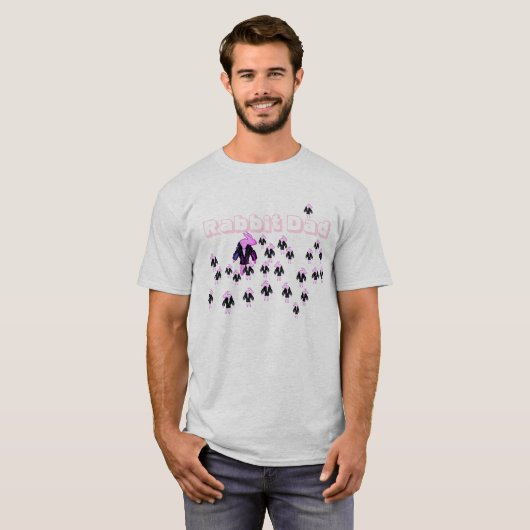 Unique Rabbit Dad Tee: Pink Rabbit Overload T-shirt (Voorkant volledig)