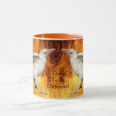 Unique Rare White Raven Photo & Flames Mug (Centre)