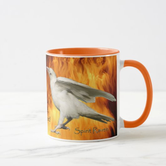 Unique Rare White Raven Photo & Flames Mug (Droite)