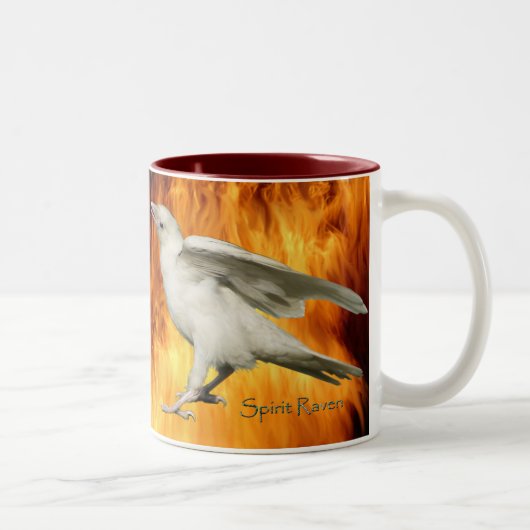 Unique Rare White Raven Photo & Flames Mug (Droit)