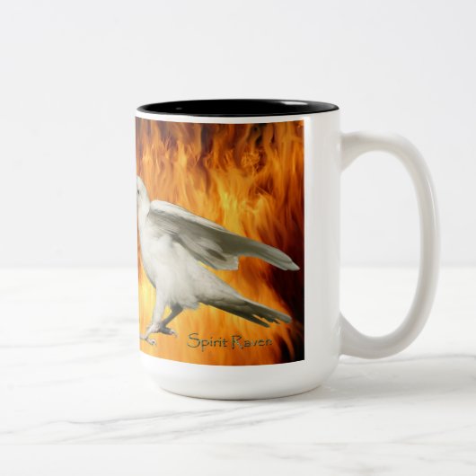 Unique Rare White Raven Photo & Flames Mug (Droit)