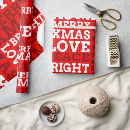 Unique Red Non-Traditional Merry Christmas Script Cadeaupapier