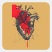 Unique Red Splatter Human Heart Sticker (Voorkant)