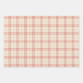Unique Rustic Cream & Red Squiggly Mixed Plaid Inpakpapier Vel (Voorkant 3)
