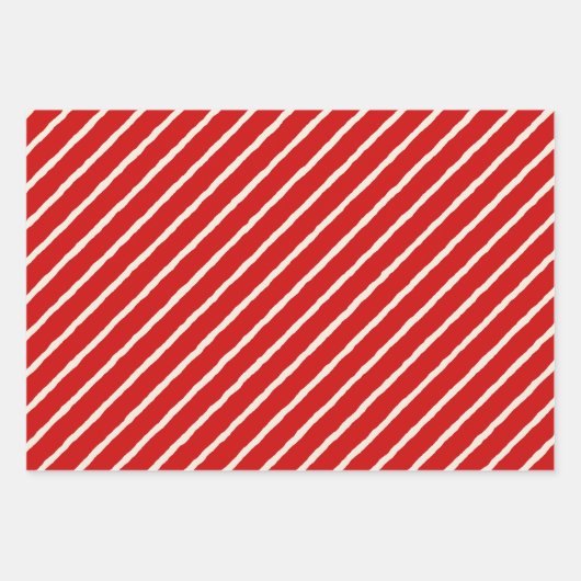 Unique Rustic Red & Cream Squiggly Mixed Patterns Inpakpapier Vel (Voorkant 2)