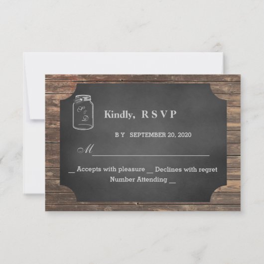 Unique Rustique Mason Jar Mariage RSVP (Dos)