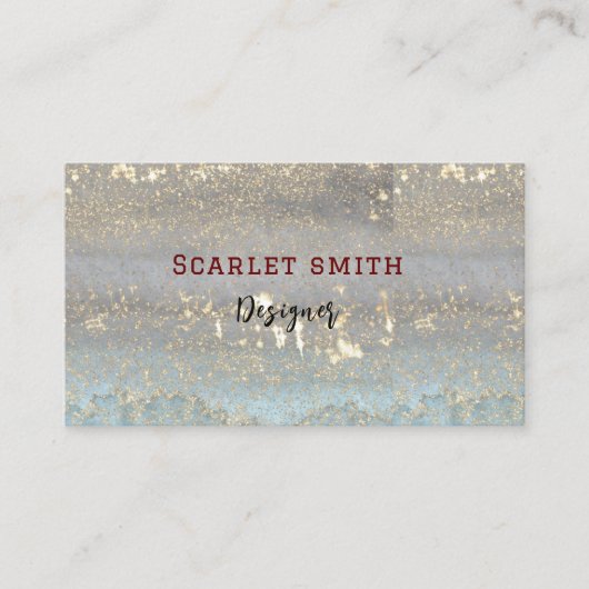 Unique sea green glittery marble effect visitekaartje (Voorkant)