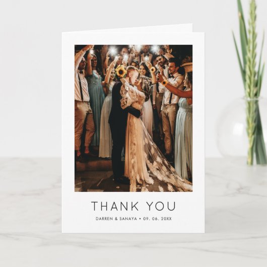 Unique Simple Photo QR Code Wedding Folded Bedankkaart (Voorkant)