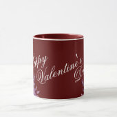 Unique Stylish Floral Happy Valentine's Day Maroon Mok (Midden)