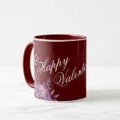 Unique Stylish Floral Happy Valentine's Day Maroon Mok (Voorkant links)