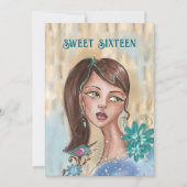 Unique Sweet 16 Invitation - Retro Flower Girl (Devant)