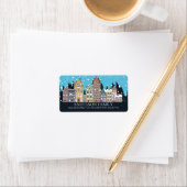 Unique Winter City Maisons Étiquette de adresse de (En situation)