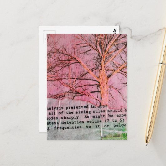 Unique Winter Tree Mixed Media Collage Briefkaart (Voorkant / Achterkant in situ)