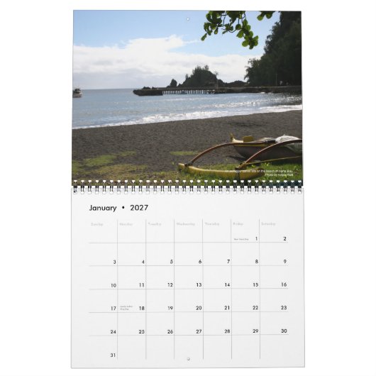Uniquement calendrier de Maui (Jan 2027)