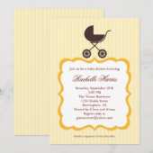 Unisex Baby shower Uitnodiging met Stroller (Voorkant / Achterkant)