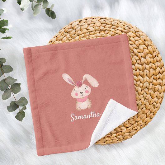 Unisex Bunny Rabbit Monogram Burp Cloth