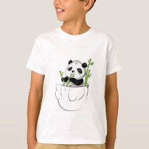 Unisex Cute Panda in een Pocket T-Shirt