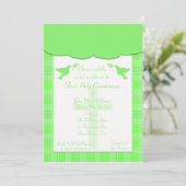 Unisex Green plaid First Holy Communion Invitation (Debout devant)