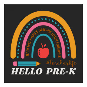 Unisex Hallo Pre K,Hallo Preschool, Preschool Perfect Poster