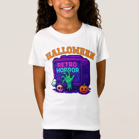 Unisex Halloween Pixel Kleding Retro mannelijk vro T-shirt (Voorkant)