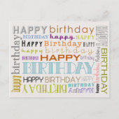 Unisex Happy Birthday Typografie Briefkaart (Voorkant)