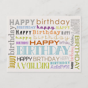 Unisex Happy Birthday Typography Briefkaart