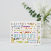 Unisex Happy Birthday Typography Postcard Briefkaart (Staand voorkant)
