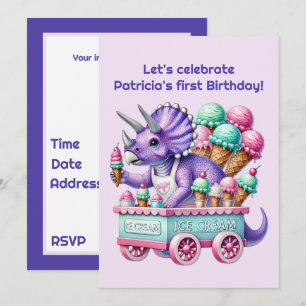 Unisex kinder dinosaurus ijsfeestje kaart