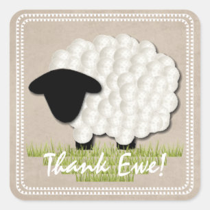  Unisex Little Lamb Dank u wel! Vierkante Sticker