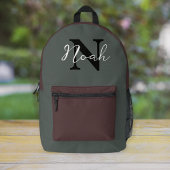 Unisex military green canvas travel backpack. bedrukte rugzak