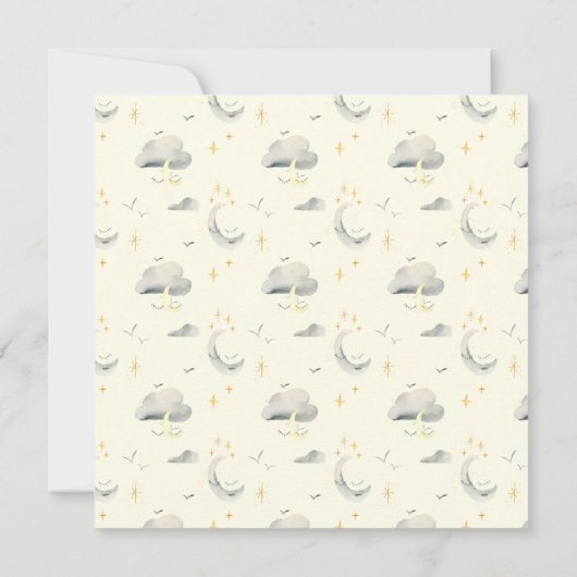 Unisex Moon en Clouds baby shower Kaart (Achterkant)
