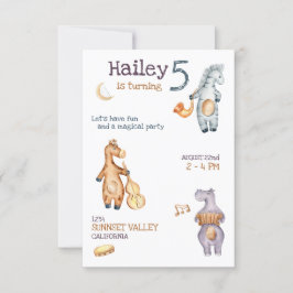 Unisex Musical Birthday Invitation Kaart