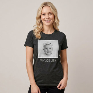Unisex op maat gemaakte vintage foto en jaar shirt