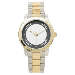 Unisex Oversize Two-Tone Armband Zwart Deco Horlog Horloge